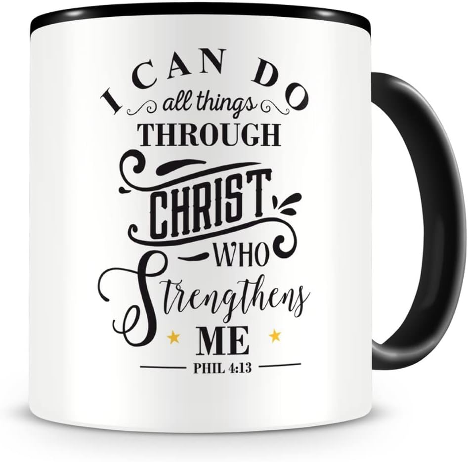 Samunshi&reg; with God All Things Are Possible Mug Faith Jesus Bible Verse Gift Coffee Mug Tea Cup Coffee Pot Coffee Mug Black image number 5