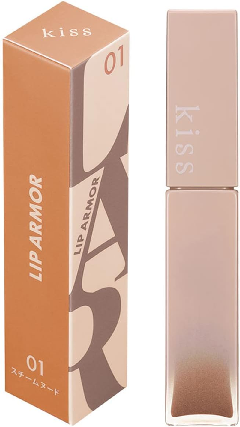 Kiss Kiss Lip Armor 02, Night Out Coral, 0.2 Oz (5 G), Tint Trip Coated with Shiny Gel Film, Transparent, Clear Coloring