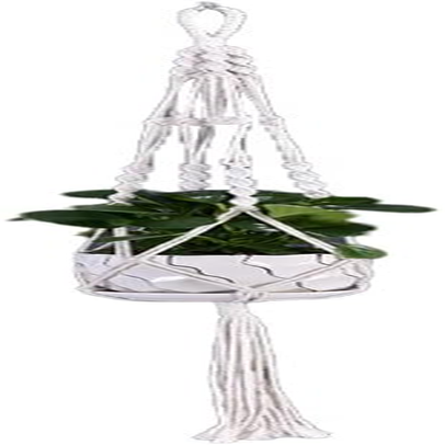 AIMALL Macrame Plant Hanger, 39 Inch Hand-Braided Hanging Planter Holder, Indoor Outdoor Flower Pot Basket with Cotton Rope, Boho Style for Living Room, Balcony, or Garden