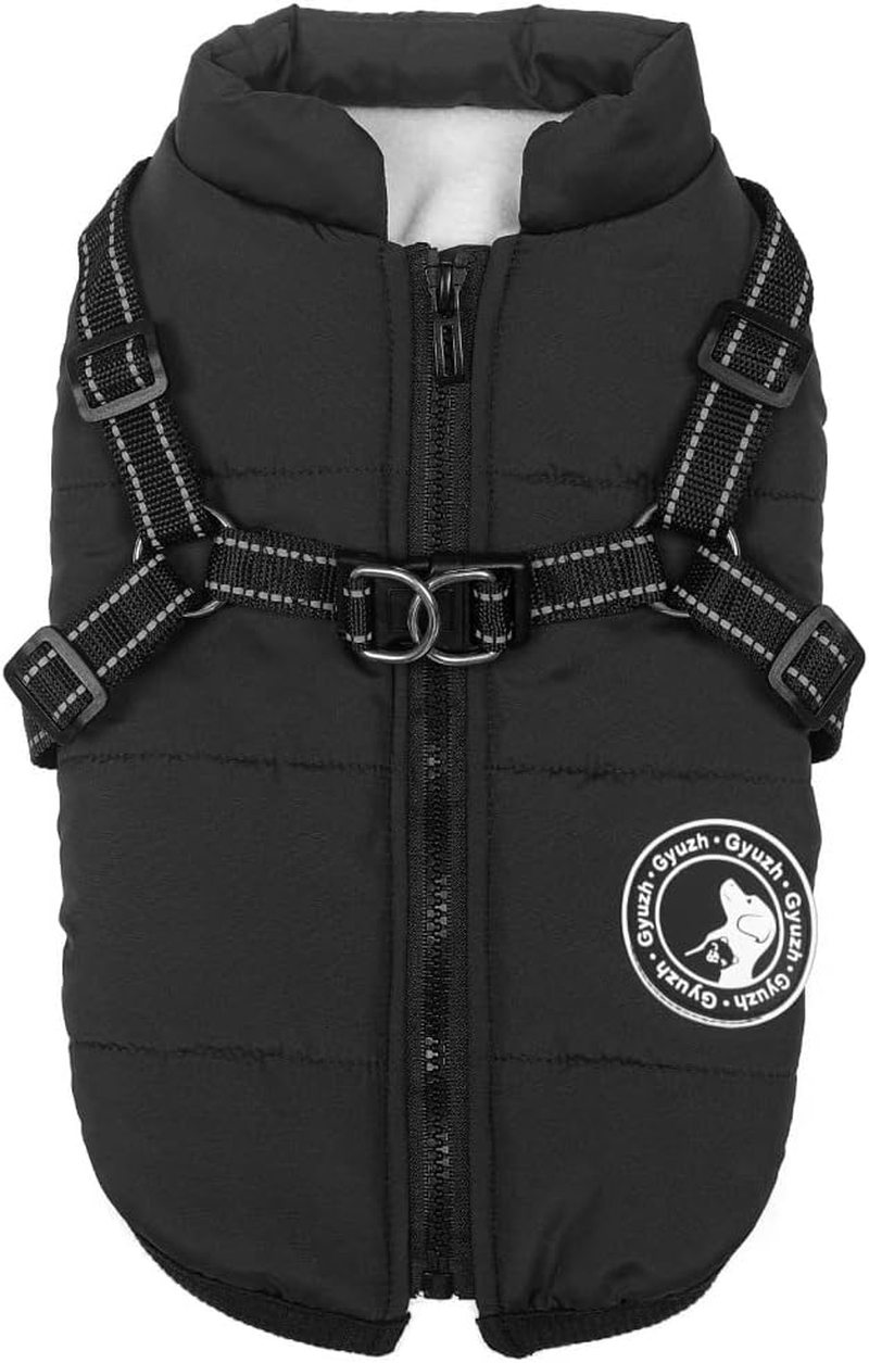 Jinpet Dog Coat with Harness Winter Dog Coat Fleece Dog Jacket Waterproof Dog Coat Zipper Dog Jacket Puppy Coat Small Dog Clothes Dog Coat with Reflective Harness for Smal Medium Large Dogs S-4XL