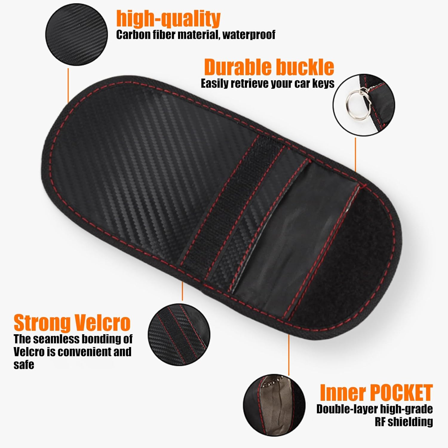 3 Pack Faraday Pouch for Car Keys - RFID Blocker Bag, Anti-Theft Signal Blocking Case, Waterproof Key Fob Protector with Hook & Keyring (Faraday Box Compatible) image number 4