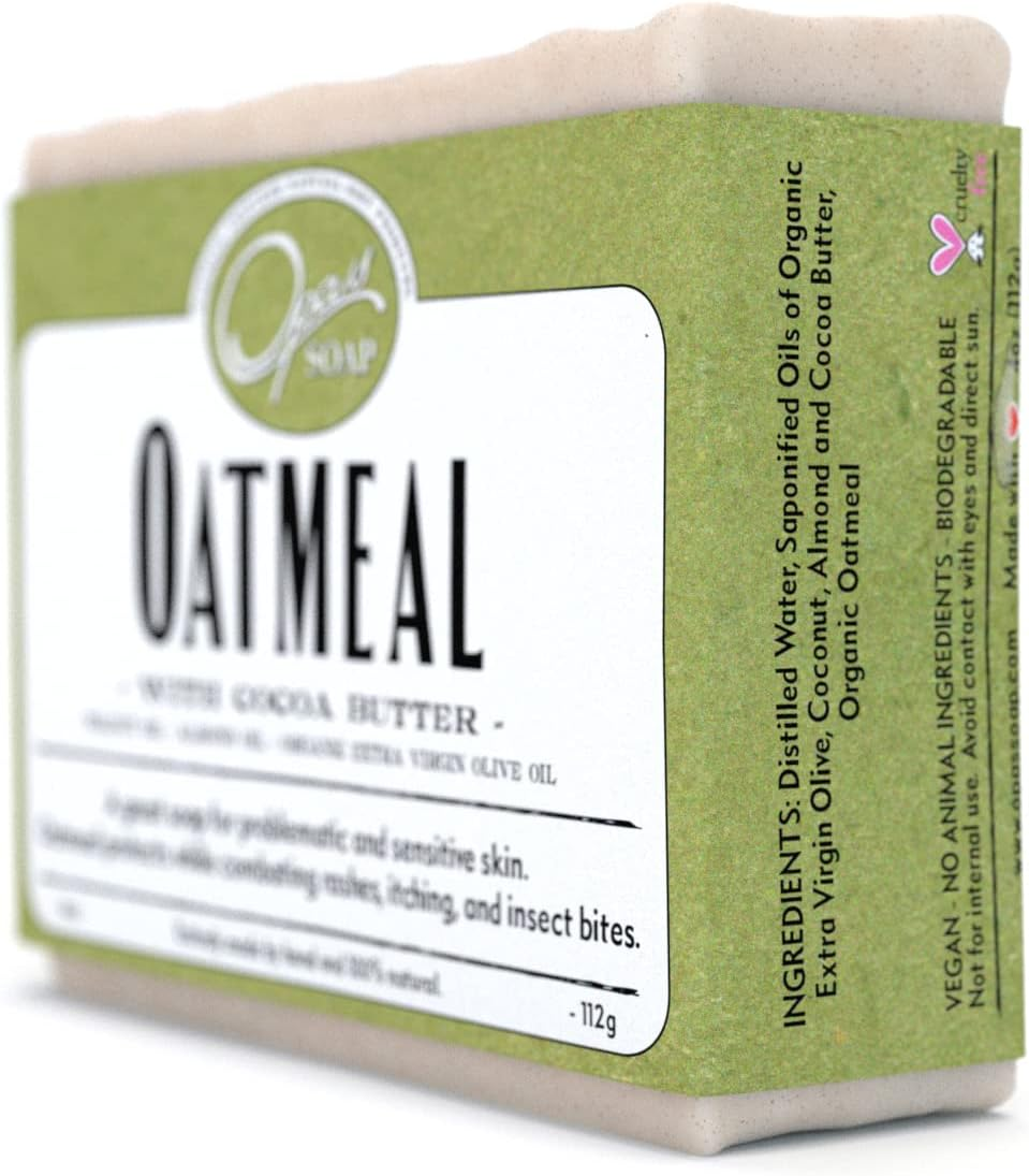 Opas Soap - 100% Natural Oatmeal Soap - UNSCENTED - with Organic Cocoa Butter and Organic Oats - Great for Sensitive Skin, Eczema or Psoriasis - for ALL Skin Types - Stops the Itching and Irritation image number 1