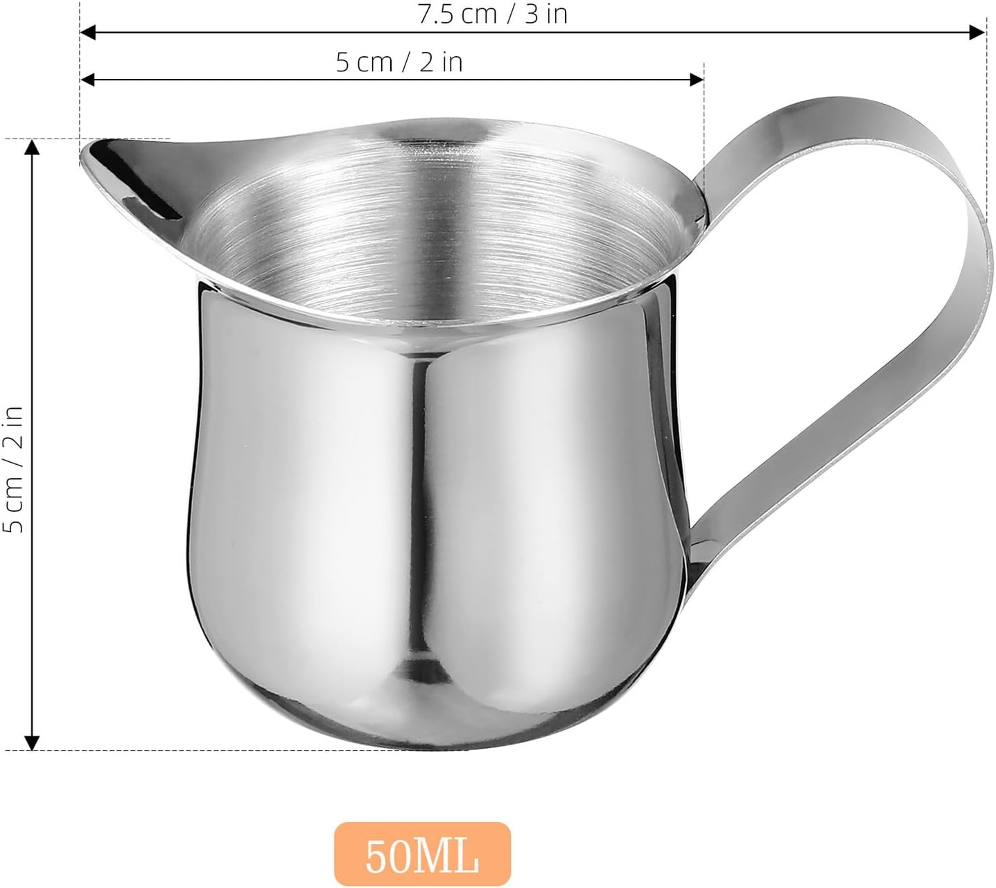 DINHEAROM 4Pcs Stainless Steel Creamer Pitchers Small Espresso Milk Frothing Cups Multi-Use Sauce Holder Lightweight for Coffee Latte Art Home Office image number 1