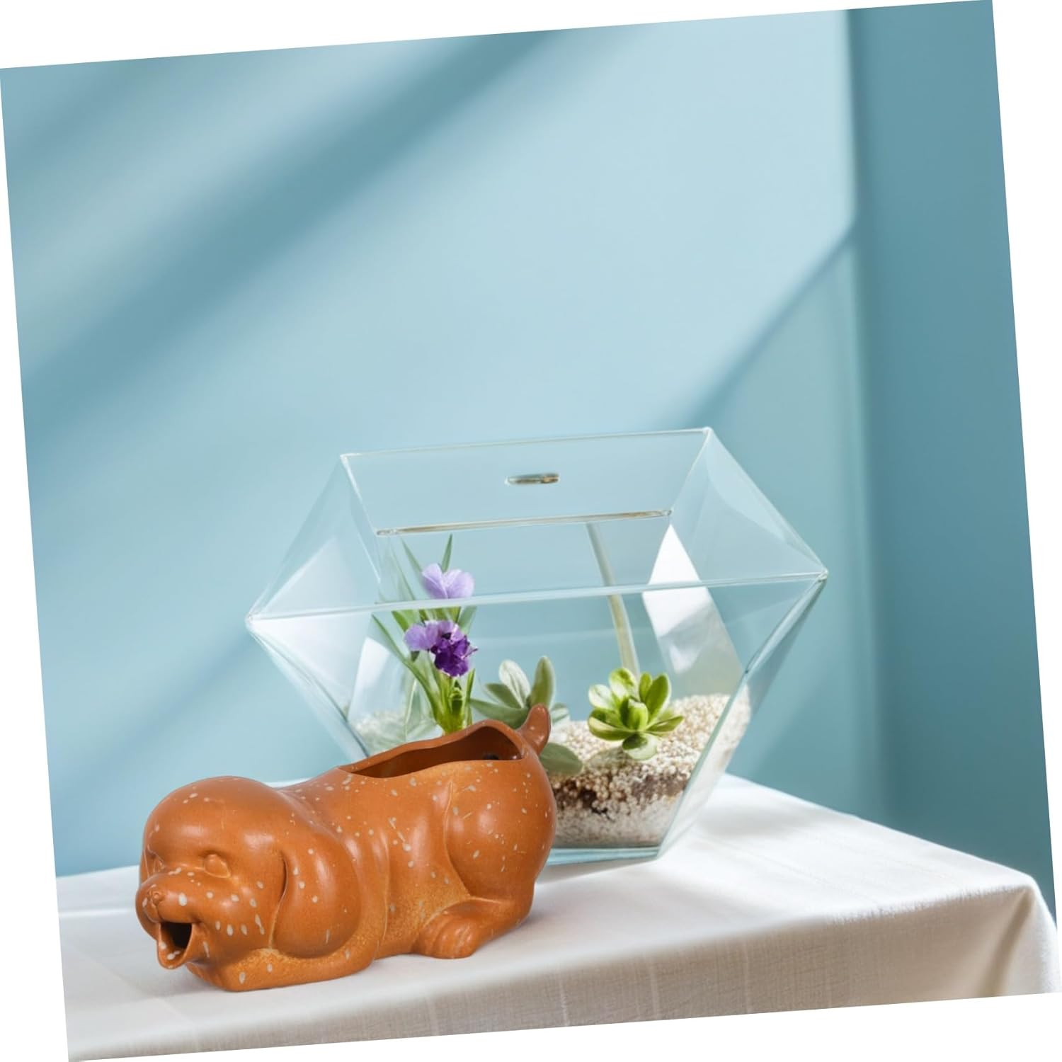 NOLITOY Ceramic Dog Fountain Spitter Jar for Indoor Outdoor Aquarium Decor Playful Puppy Statue with Circulating Waterfall Plant-Friendly Eco Ceramic Jar for Fish Tank and Garden image number 3