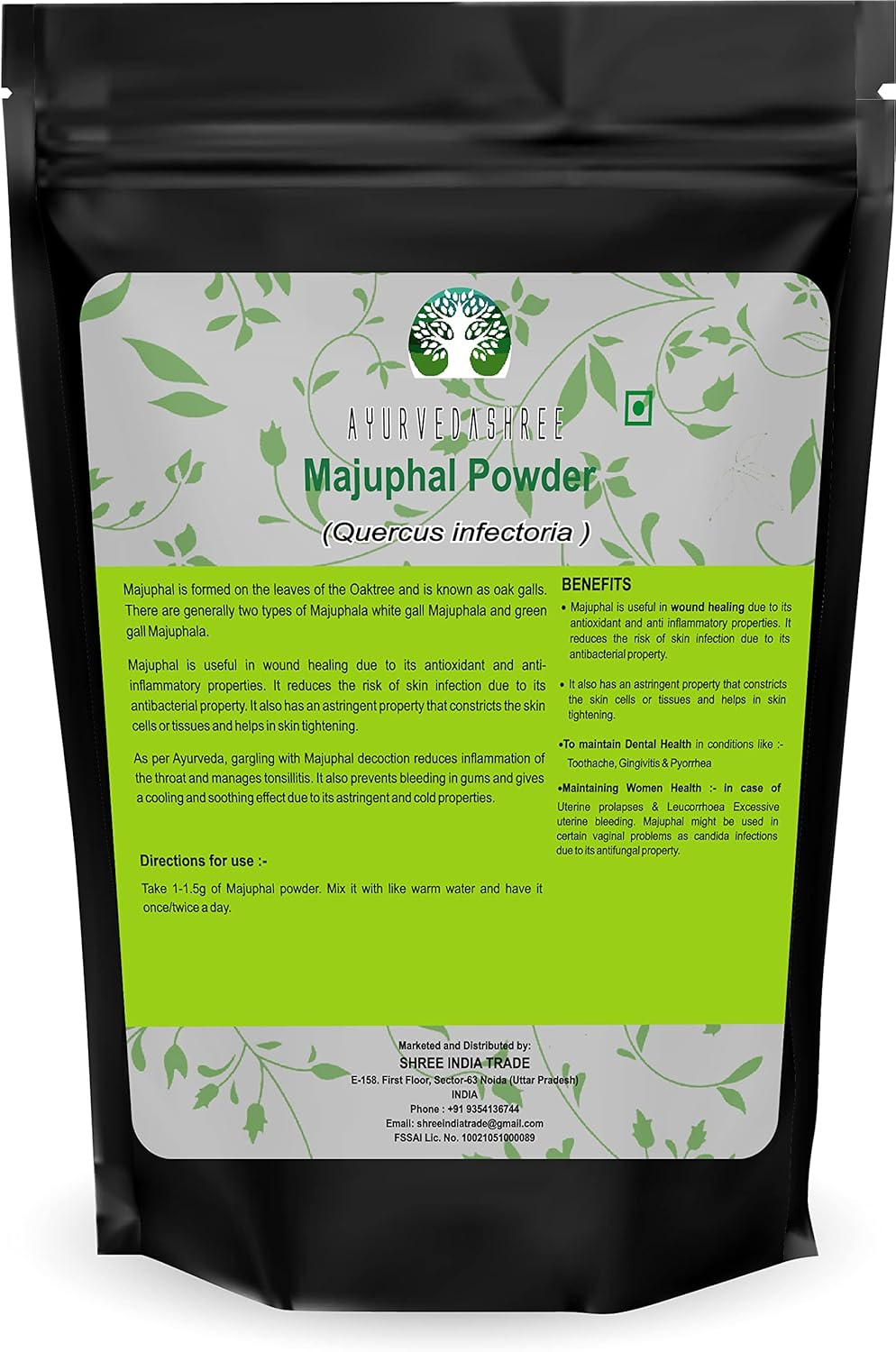 AYURVEDASHREE Majuphal Powder 200 Gm Galnuts Powder (Quercus Infectoria) 100% Pure Quercus Infectoria/Majuphal/Manjakani image number 4