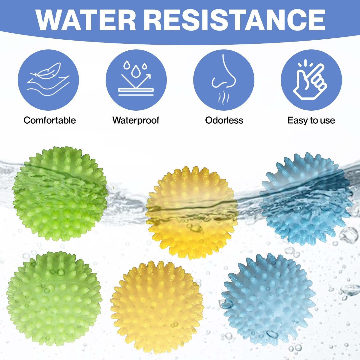 Dryer Balls Laundry anti Static - 6 Pack Reusable Plastic Clothes Drying and Fluffing Fabric Softener Balls 3 Inches Assorted Colors image number 1