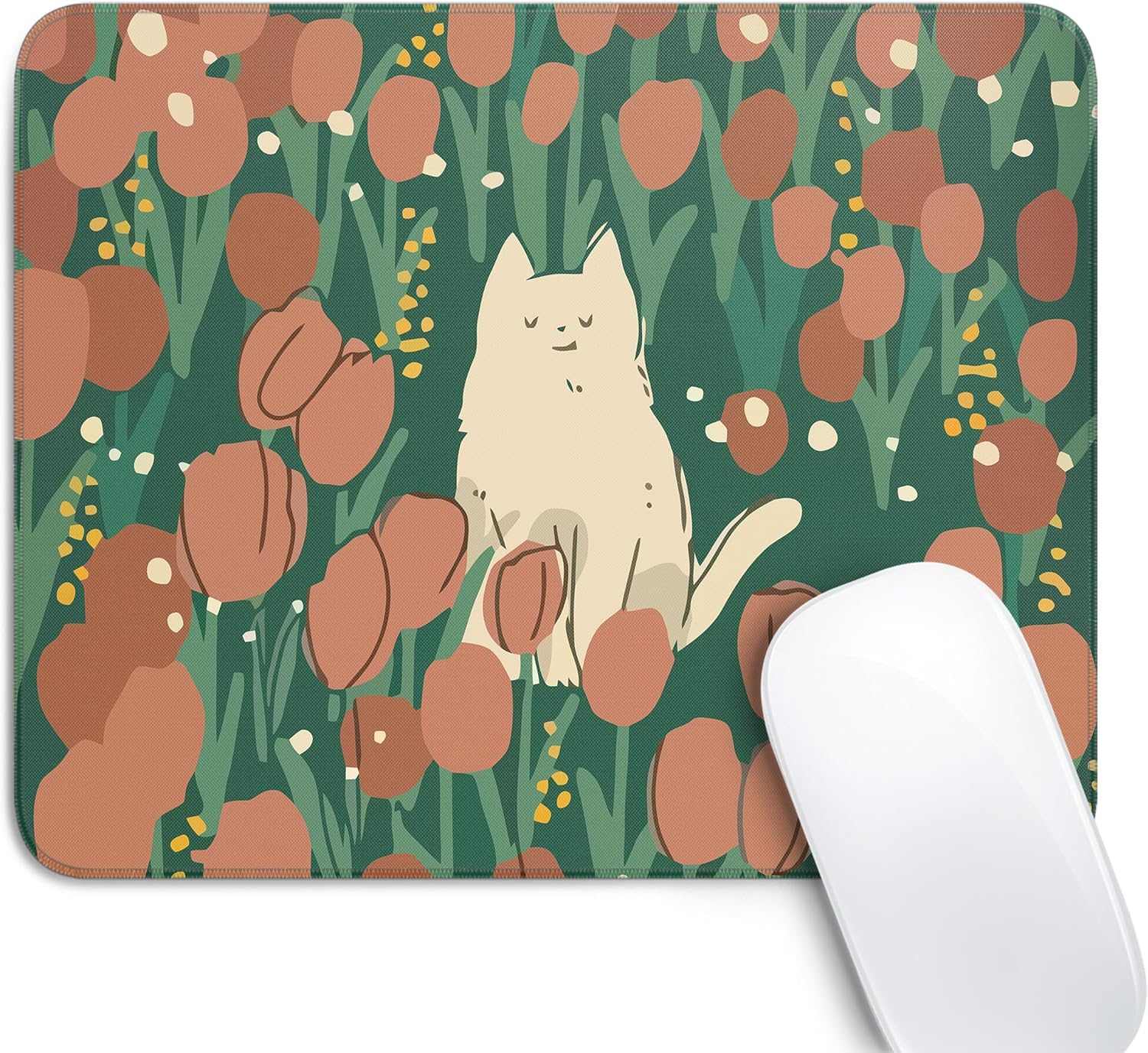 Cute Cat Square Mouse Pad,Aesthetic Anime Cat Mouse Pads for Wireless Mouse Desk Accessories,10"X8" Travel Mousepad with Non-Slip Rubber Base, Stitched Edge Mouse Pads for Desk,Computers,Laptop,Office