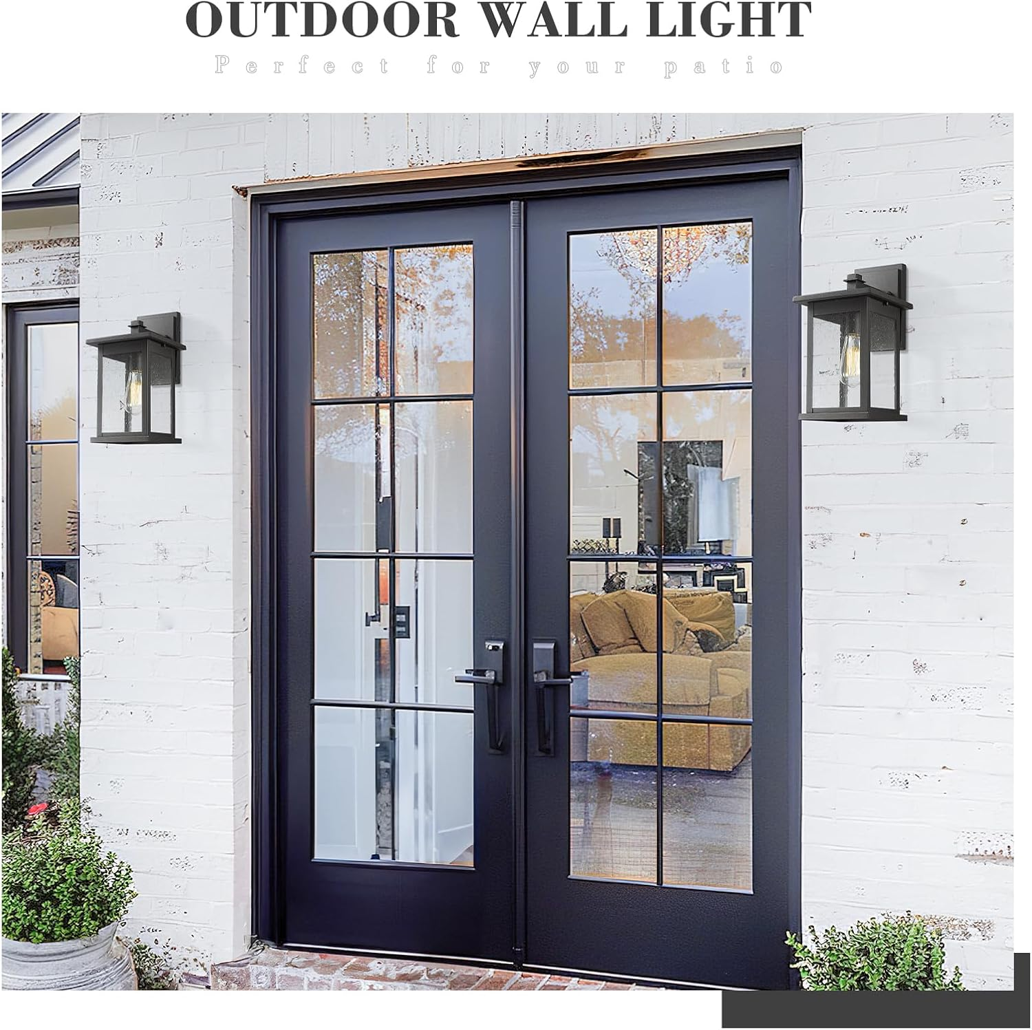 EMLIVIAR Outdoor Wall Sconce, 1-Light Exterior Wall Lantern in Black Finish with Clear Seeded Glass, OS-1803EW1 image number 5
