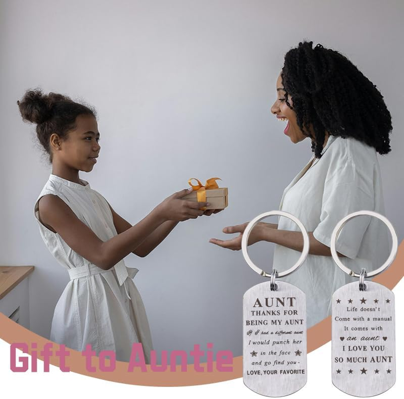 Aunt Christmas Birthday Gifts for Women from Niece Nephew Aunt Keychain Gifts for Aunt Aunts Auntie Aunty Thanks for Being My Aunt Inspirational Keychains Gifts for Aunt Women image number 5