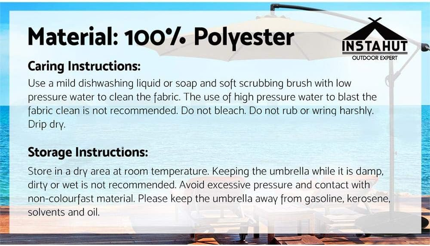 Instahut Outdoor Umbrella 3M Black Cantilever Stand, Sun Beach Garden image number 3