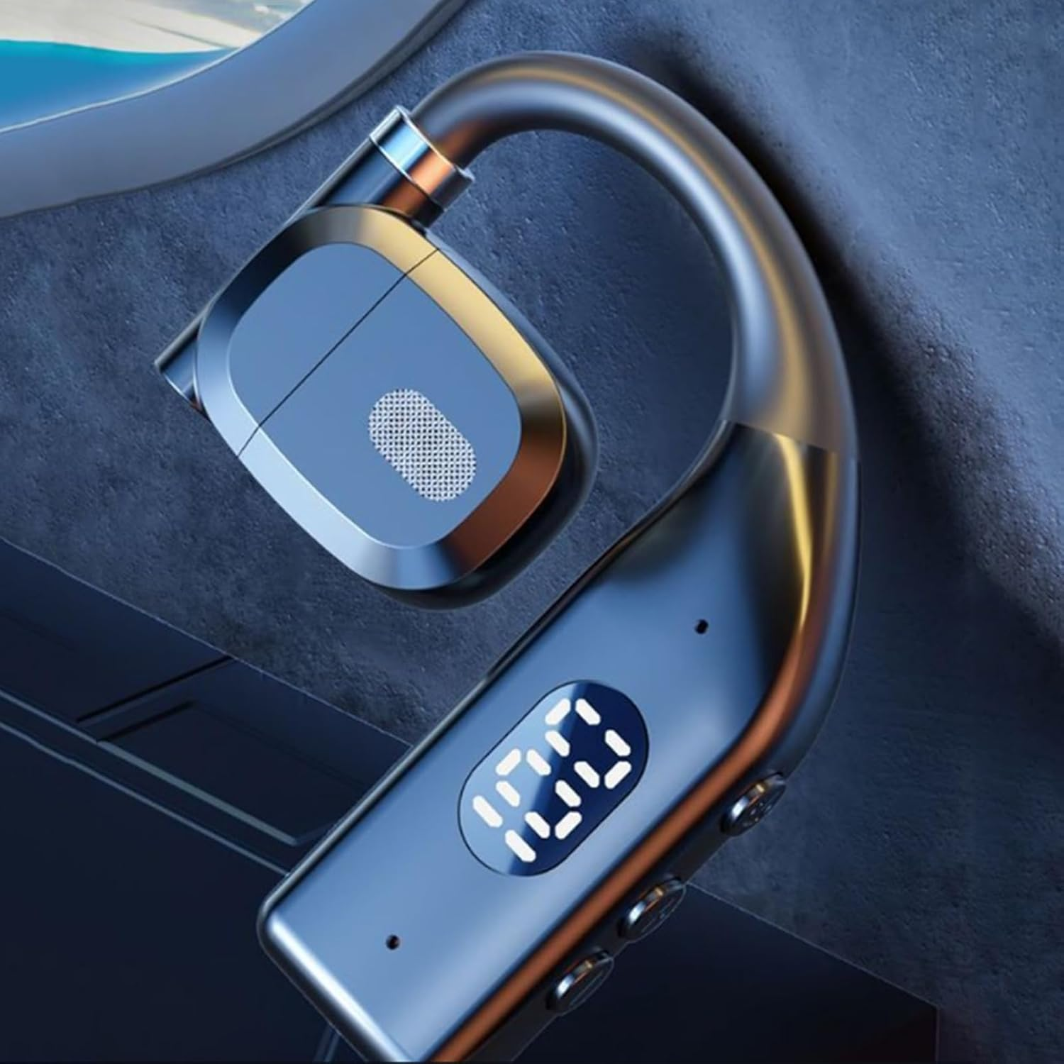 Wireless Earbuds with Earhooks - over the Ear Wireless Earbuds - Battery Display 5.3 Headphone Sweatproof Waterproof Earpiece for Workout Swimming Motorcycle Fitness Running Working Women image number 6