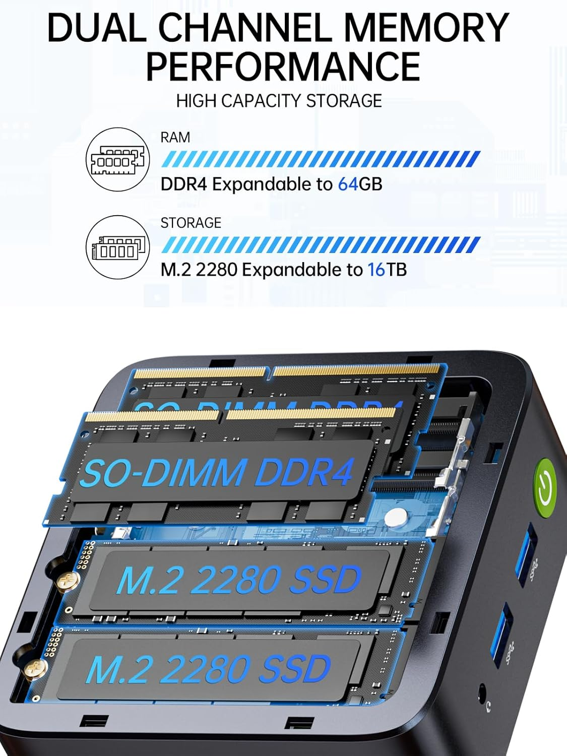 Gmktec Mini PC Ryzen 5 3500U (Beats N150) 16GB DDR4 256GB Nvme SSD 2.5Gbe NIC LAN Office Home Desktop Computers, HTPC Proxmox, HDMI 2.1, USB-C, DP Triple 4K Display Nucbox G10 image number 2