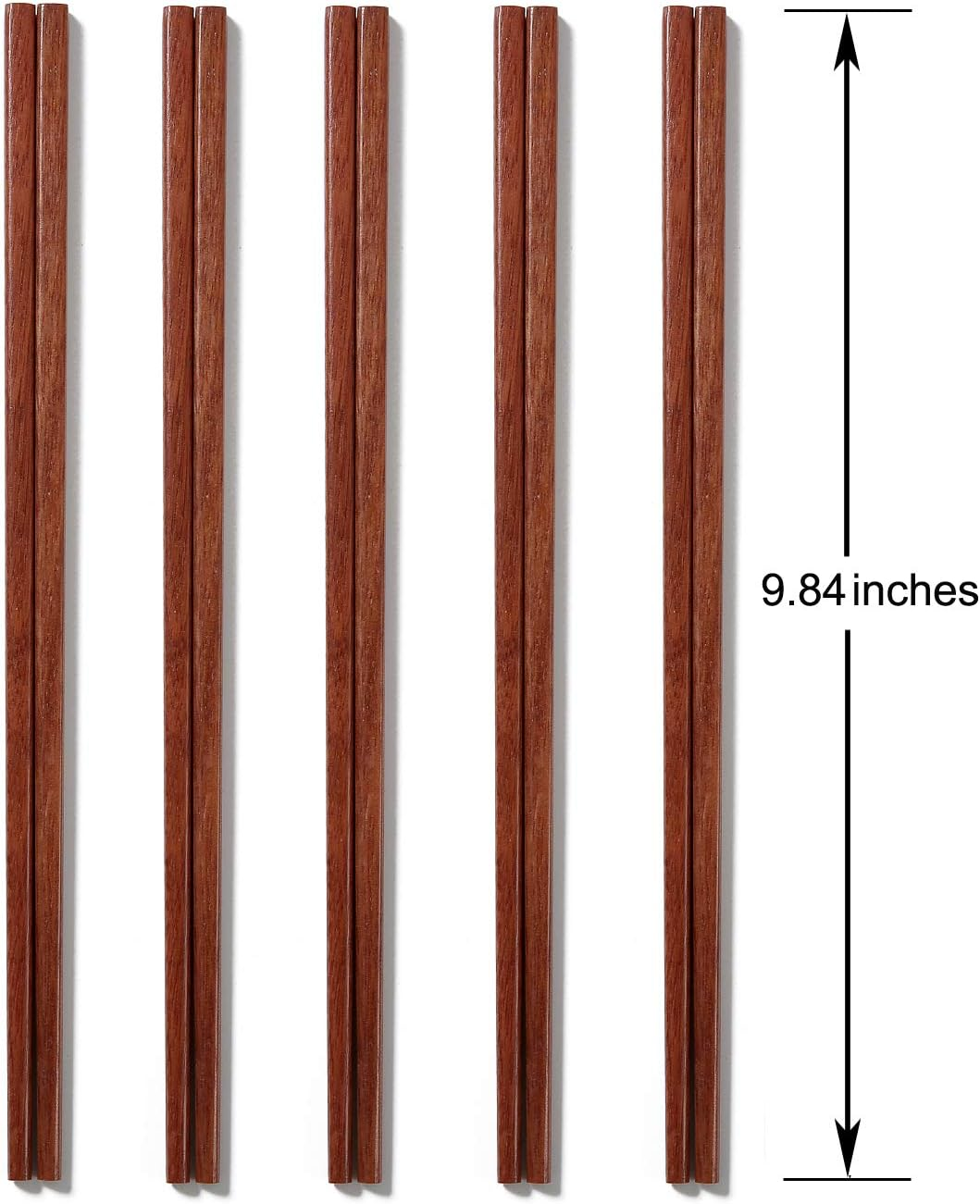 Donxote Wooden Chopsticks, 9.84 Inch Reusable Natural Healthy Chopsticks, Asian Classic Style for Dining Room, Kitchen, Japanese Noodles, Korea Gourmet, Set of 10 Pairs image number 4