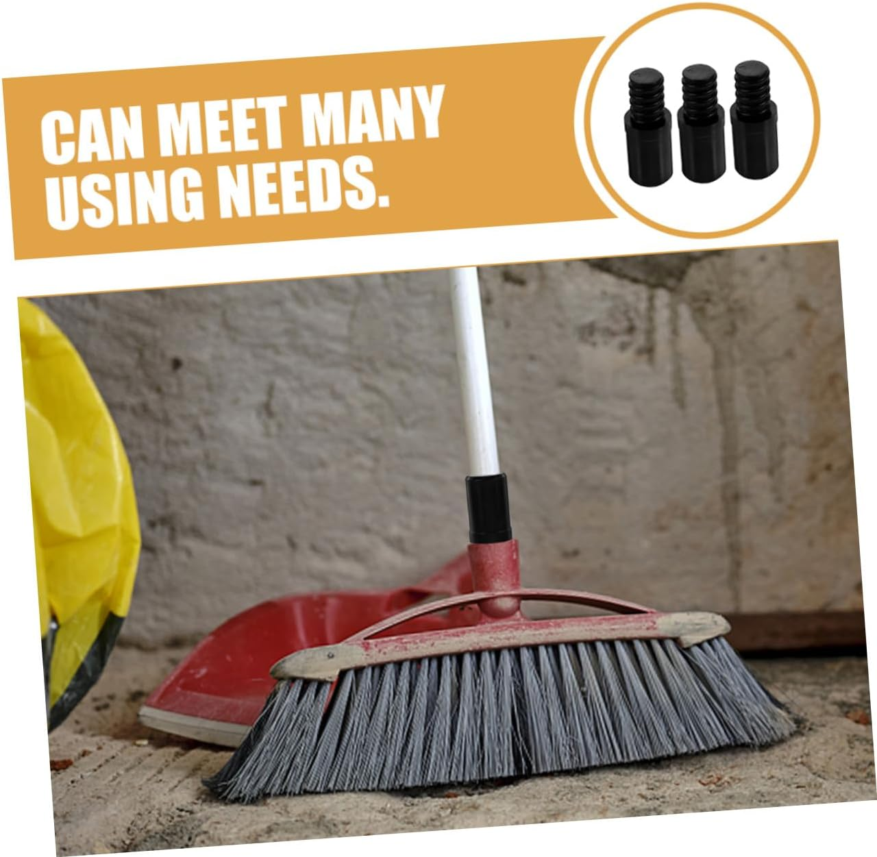 Ciieeo 3Pcs Threaded Connector Replacement Tip for Broom Handle Compatible Metal Pole Extensions for Household Cleaning Tools and Laundry Accessories image number 6