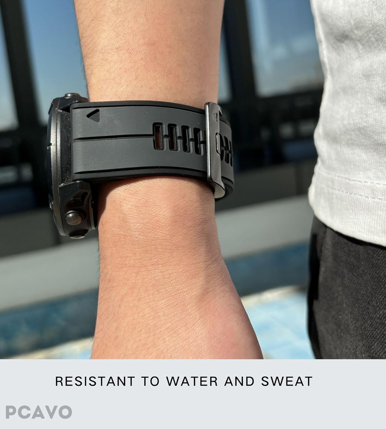 PCAVO Watch Bands for Garmin Fenix 5X/6X/7X Pro Solar Fenix 3HR, Quickfit 26 Sturdy Silicone Strap Replacement for Garmin Enduro 2 Tactix Descent 51MM