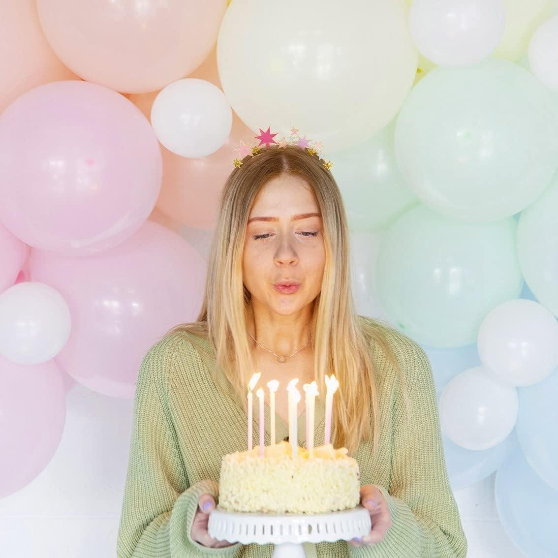 Pink and Gold Glitter Star Headpiece | Alloy Headband Accessory for Birthday, Virtual Zoom Party, Festival, Fireworks Night, Fancy Dress, Her, Children image number 3