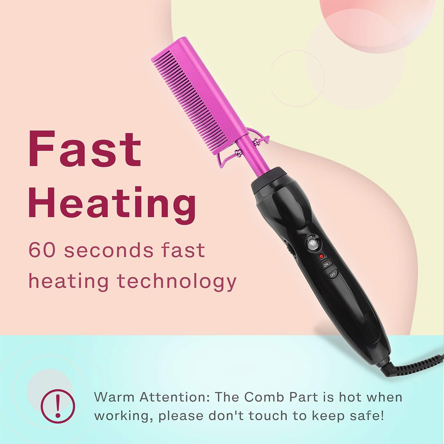 Homfu Electric Hot Comb Hair Straightener Heat Pressing Comb Curling Flat Iron Curler Hair Straightener Brush for Natural Black,Anti-Scald Beard Straightening Electric Press Comb