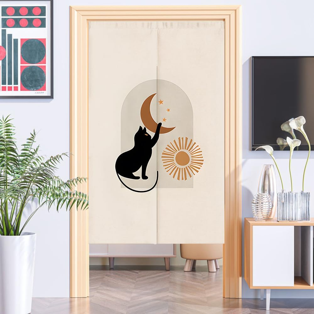 BYDQIUSC Morandi Abstract Art Painting Door Curtain Peephole Proof Household Partition Hole Free Bedroom Living Room Kitchen Split Doorway Curtain Customization