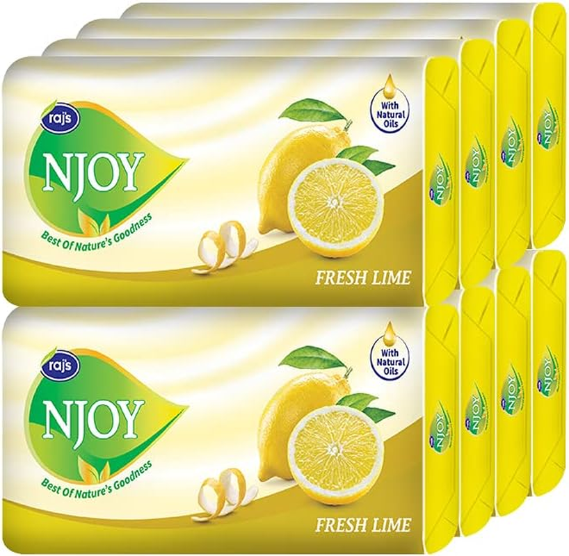 Raj Njoy Bathing Soap Fresh Lime (125G, Pack of 8) image number 3