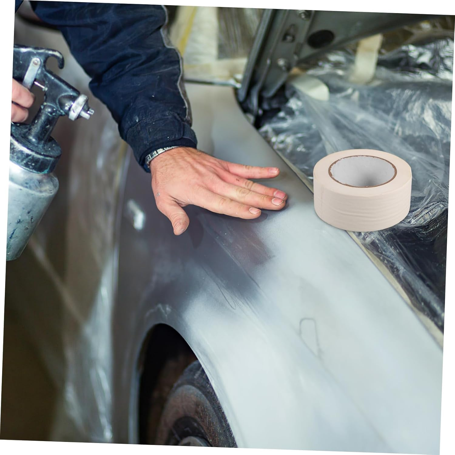 White Masking Tape with Writable Surface High Temperature Resistant Multipurpose Paper Tape for Automotive Paint Masking and Decoration Protection image number 6