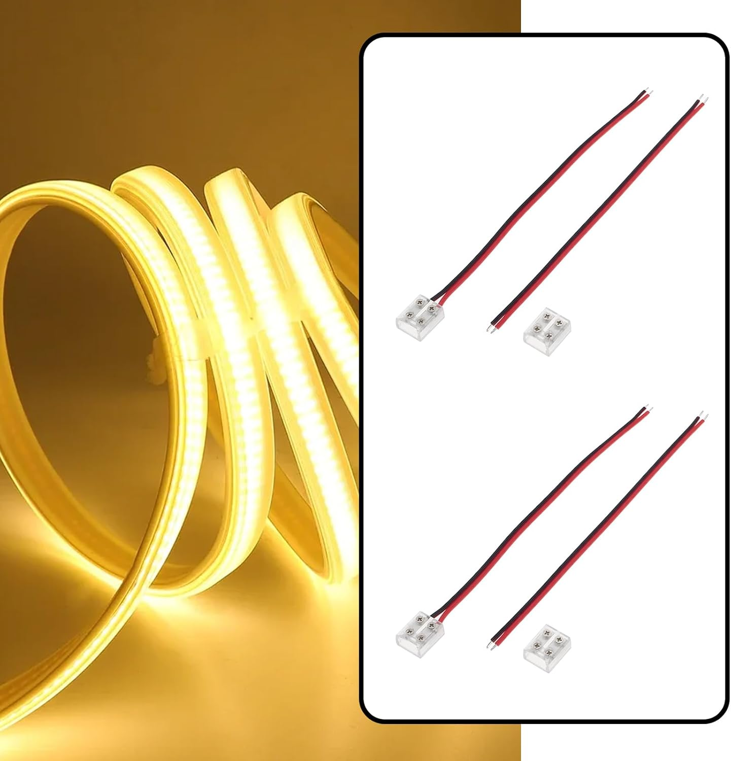 Be in Your Mind Pack of 10 2 Pin Solderless Light Strip Connectors Compatible with Fluflux 3W/Ft Compatible with 8Mm COB LED Strip Lights image number 5