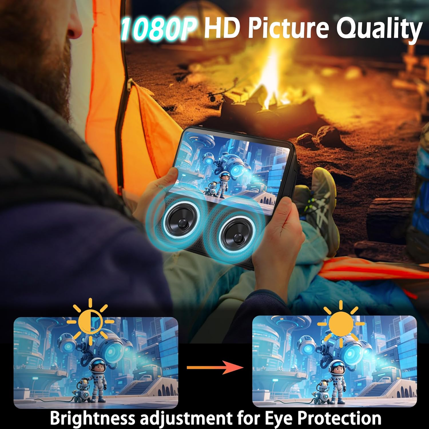 SHIWAKOTO Portable DVD Player with 7" Screen, Rechargeable DVD Players for Kids, Car Video, Eye-Protect Outdoor Indoor Video Machine, Black image number 4