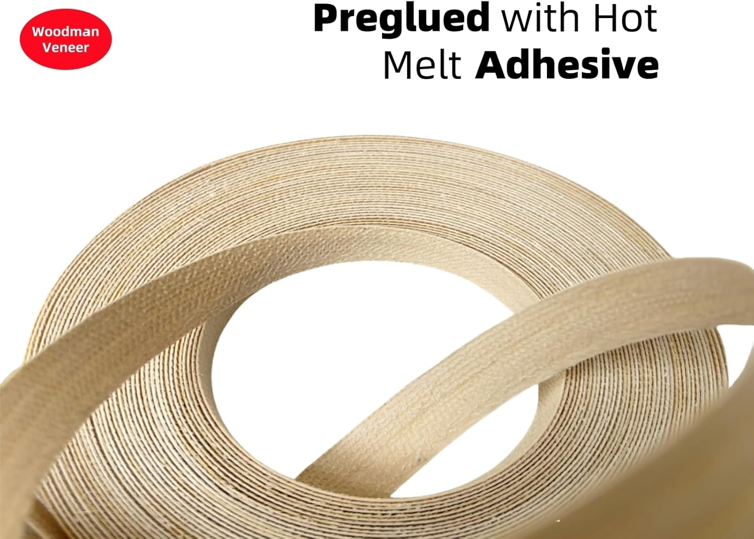Preglued American White Ash Wood Veneer Edging, Plywood Edge Banding, Flexible Wood Tape, Iron on Easy Application Veneer Edging with Hot Melt Adhesive Back (5Cmx15M)
