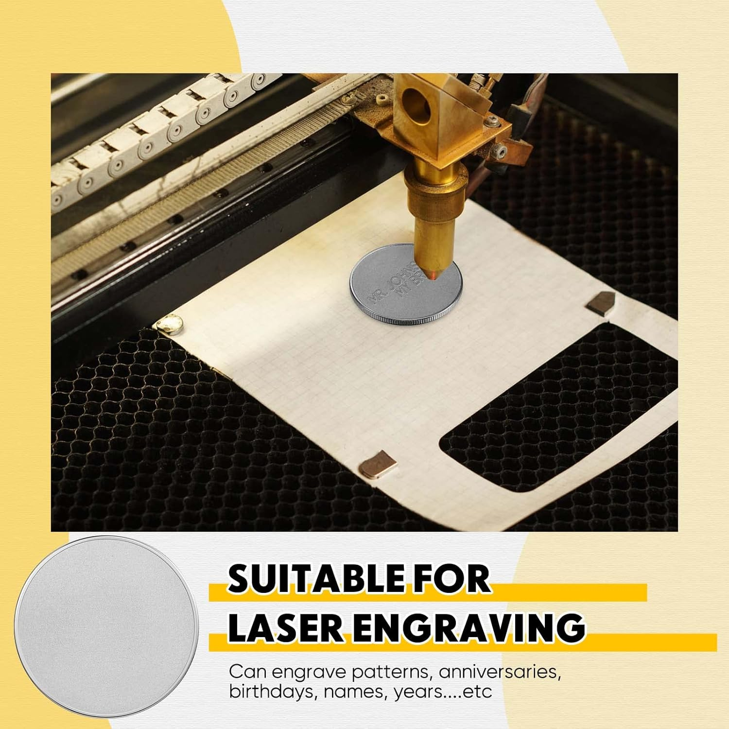 Yinkin 10 Pieces Blank Challenge Coin Threaded Edged 40 Mm with Acrylic Protection Box Laser Engravable Pattern for DIY Crafts Birthday Travel Commemorative Collection image number 2