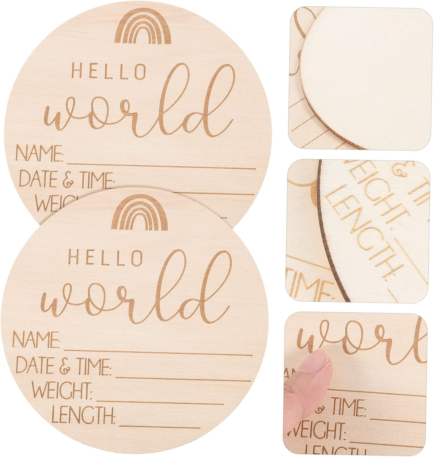 5Pcs Newborn Welcome Sign Wood Birth Announcement Name Sign Cards for Nursery Newborn Shower You Are Born Card image number 3