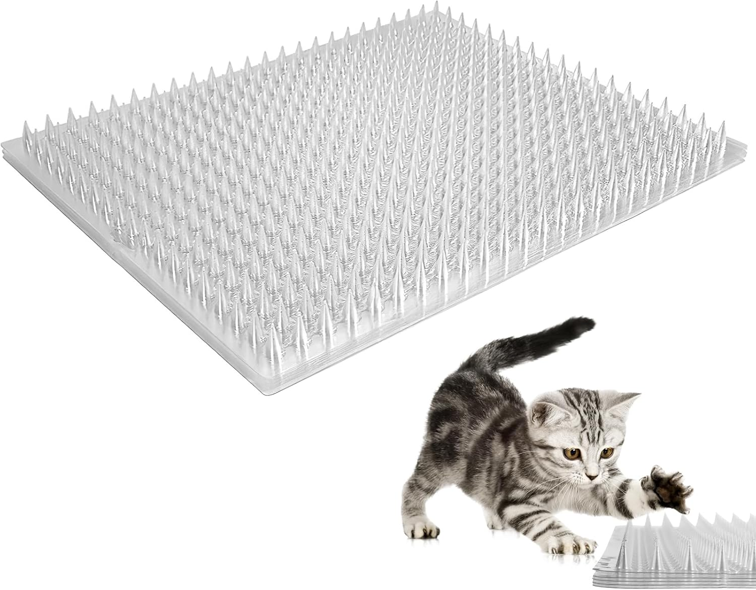 5 Pack Scat Mat for Cats Clear Pet Spike Mats with Spikes to Deter Dogs and Other Animals Away Cat Repellent Indoor Outdoor Scat Mat for Sofa Door Balcony Patio 16 X 13 Inches Pouywh(Transparent) image number 5