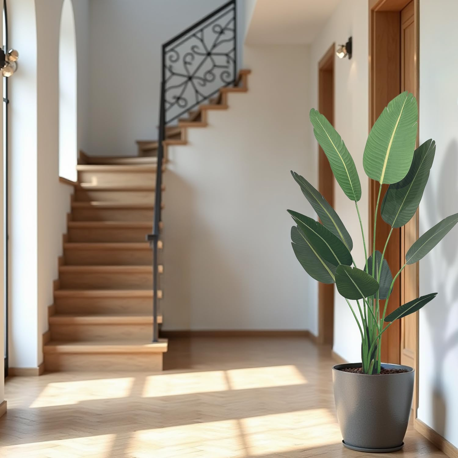 Artificial Bird of Paradise Plant - Realistic Faux Tropical Artificial Plants, Tall Fake Plants Potted Tree for Indoor Home Decor, Office, Maintenance-Free Greenery (5.25Ft/160Cm)