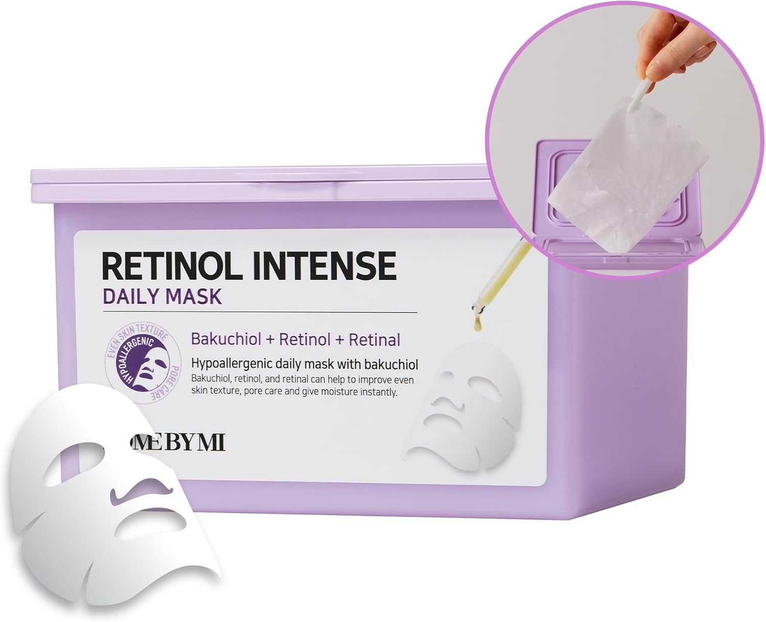 SOME by MI Retinol Intense Daily Mask - 30 Sheets, 11.8Oz - Daily Mild Retinol Vegan Face Mask Sheet for Moisturizing and Glass Skin - Improvement of Skin Texture and Elasticity - Korean Skin Care image number 4