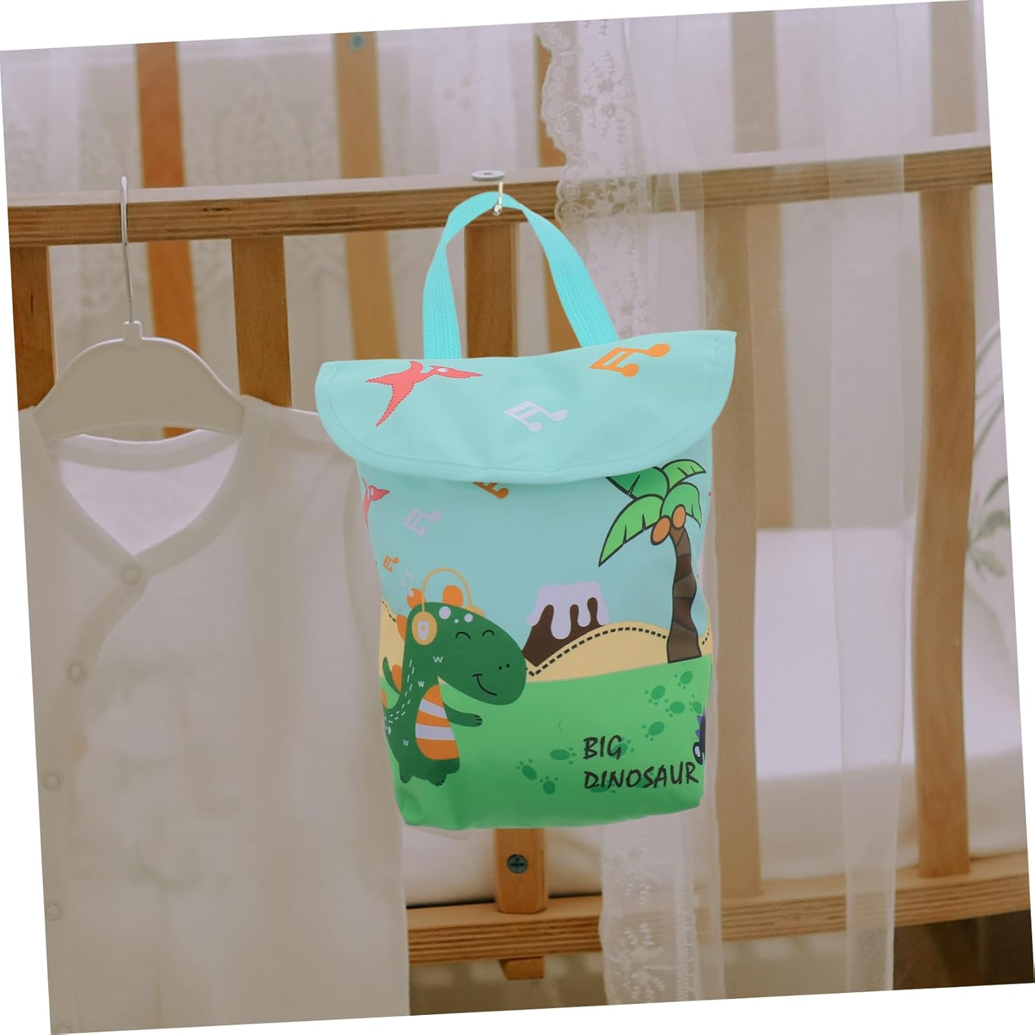 Diaper Organizer for Easy Storage of Clothes Diapers Essentials Versatile Hanging Design for Strollers Cribs Stylish Dinosaur Print image number 4