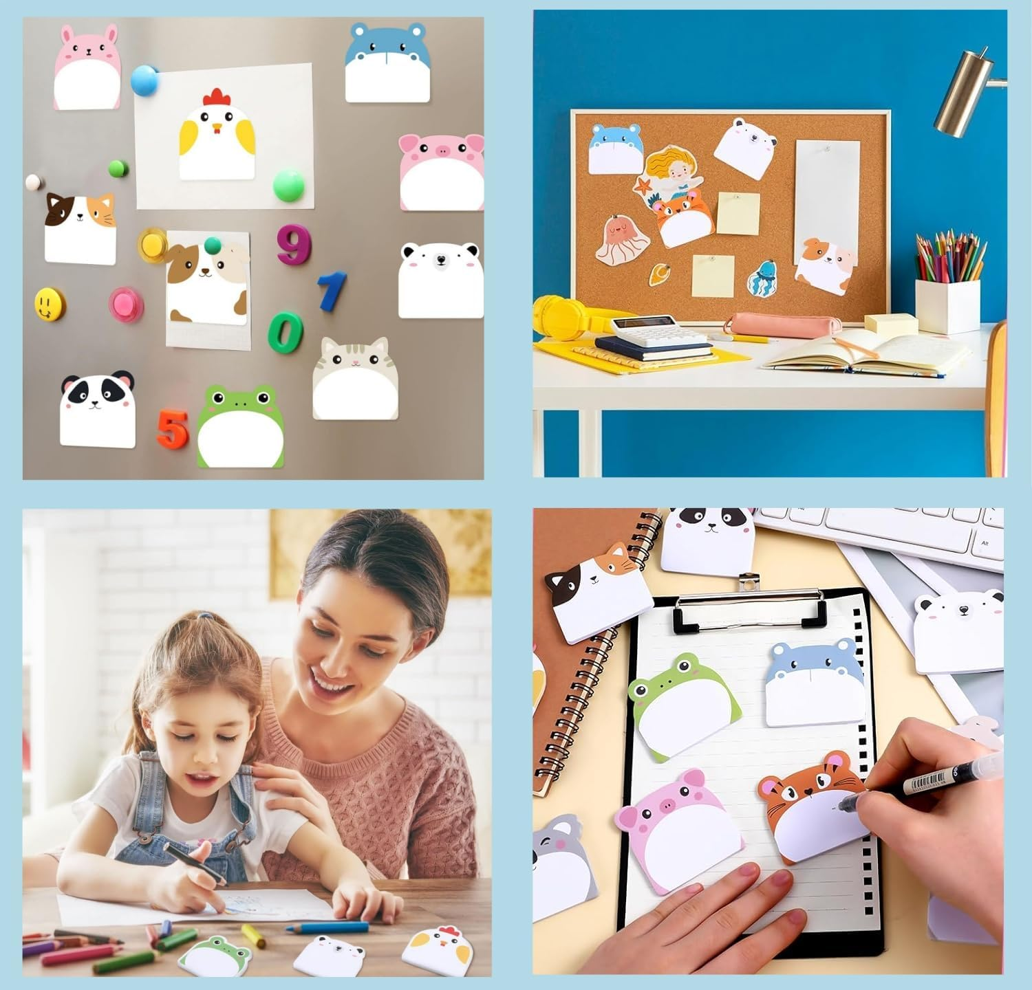 Sticky Notes Cartoon Animal,24 Pads 720 Sheets Kawaii Cartoon Sticky Notes, Notebook Funny Novelty Annotation Tabs for Student Kids Gifts Home Office School image number 2