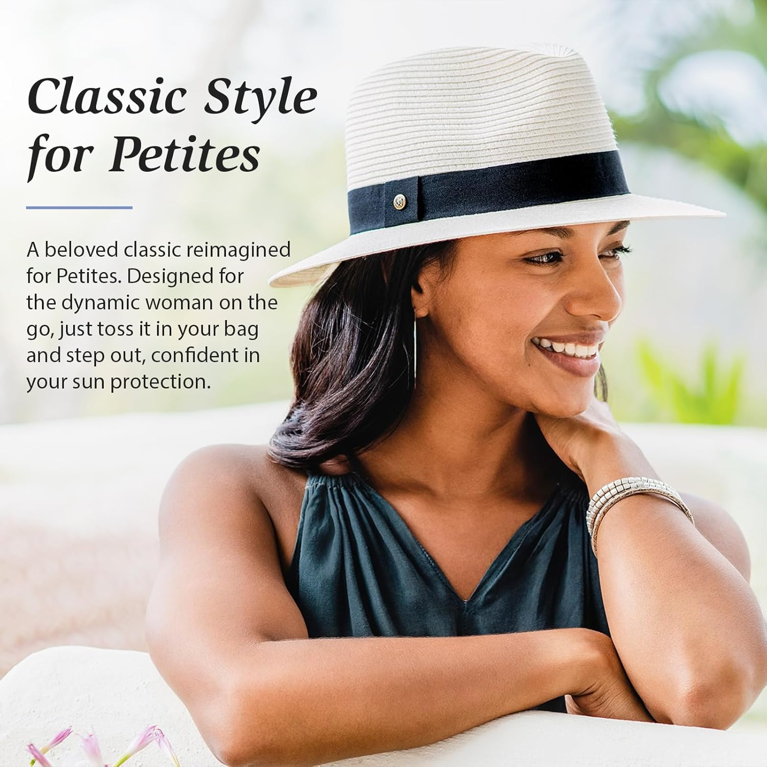 Wallaroo Hat Company Women&rsquo;S Petite Palm Beach Fedora &ndash; UPF 50+ UV Protection Sun Hat, Packable, Adjustable, Small Size image number 1