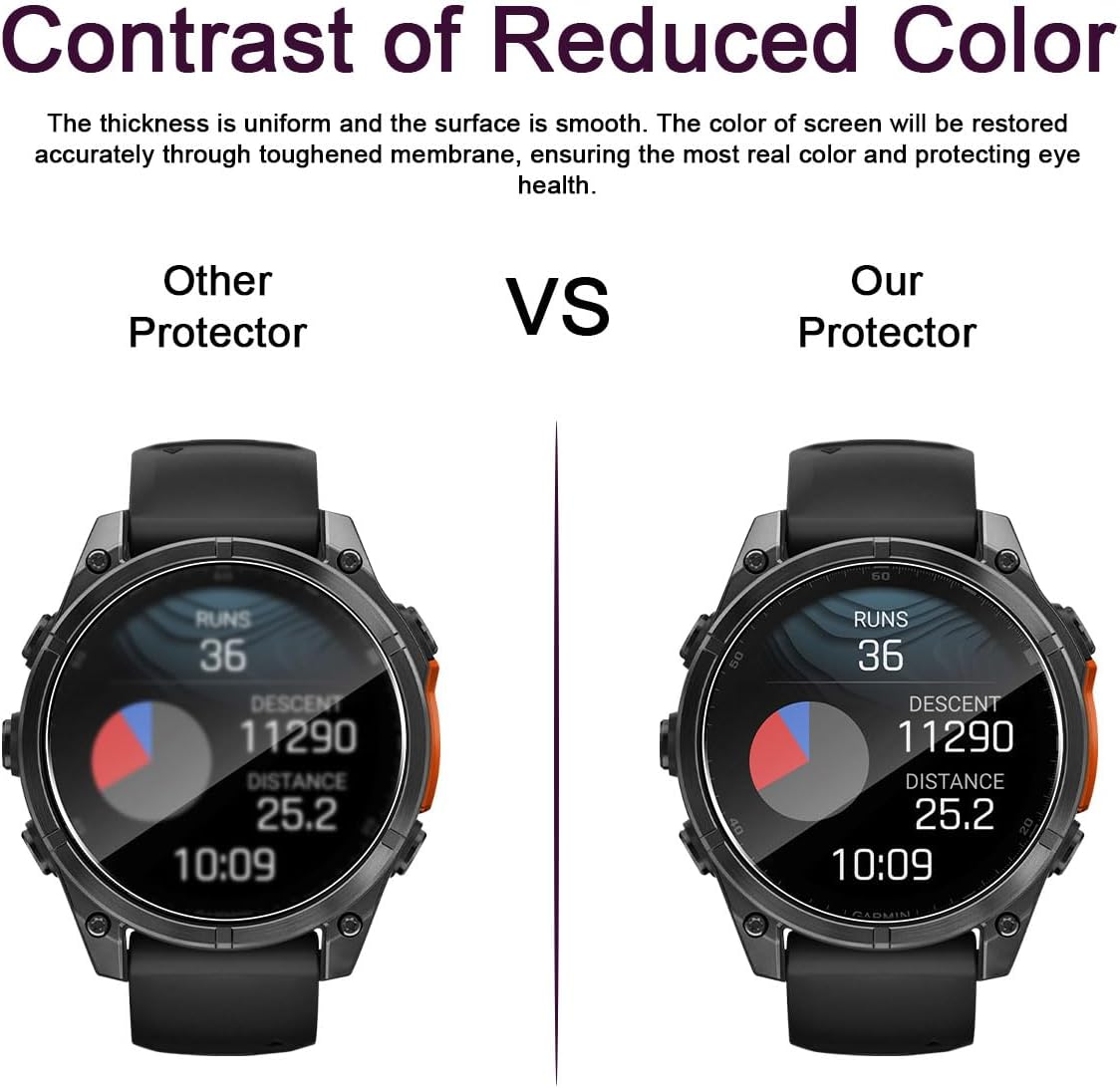 Pack of 3 Screen Protectors Compatible with Garmin Fenix 8 Amoled 51 Mm for Tempered Glass, HD Screen Protector Film, Anti-Scratch, Bubble-Free, High-Resolution Protective Glass image number 5