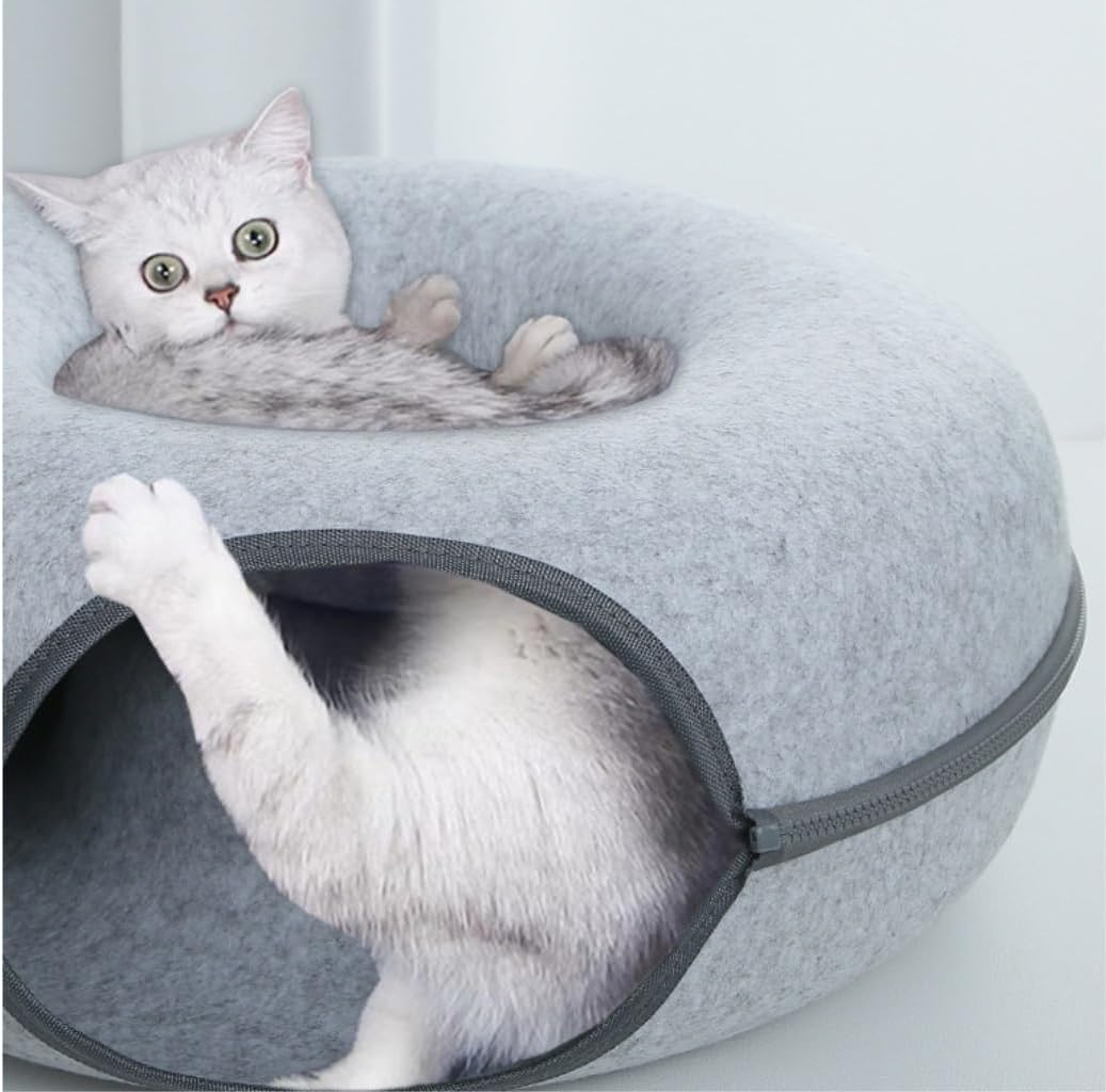 Dog Bed Cat House Pet House Pet Bed Cat Bed Cat Tunnel Nest round Felt Cat Tube Play Toy Cat Tunnels for Indoor Cats Cat Maze Toy Appealing Dog House Cat Bed Pet Nest ( Color : a , Size : 60*60*27Cm ) image number 4