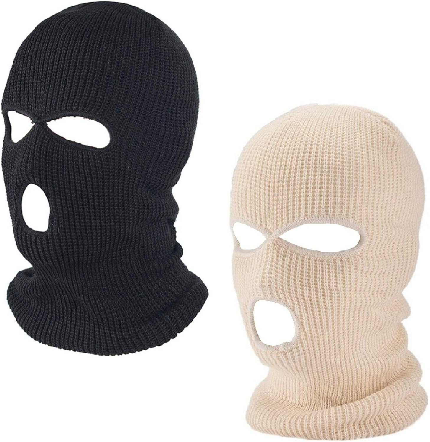 3 Hole Winter Knitted Mask, Outdoor Sports Full Face Cover Ski Mask Warm Knit Balaclava for Adult