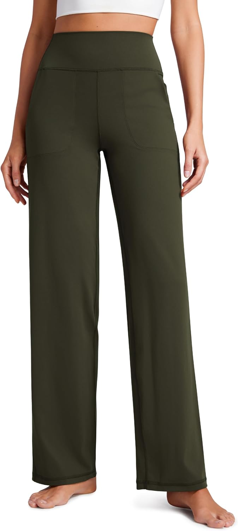 CRZ YOGA Womens Butterluxe High Waist Wide Leg Pants with Pockets 31" - Buttery Soft Comfy Casual Yoga Lounge Leggings