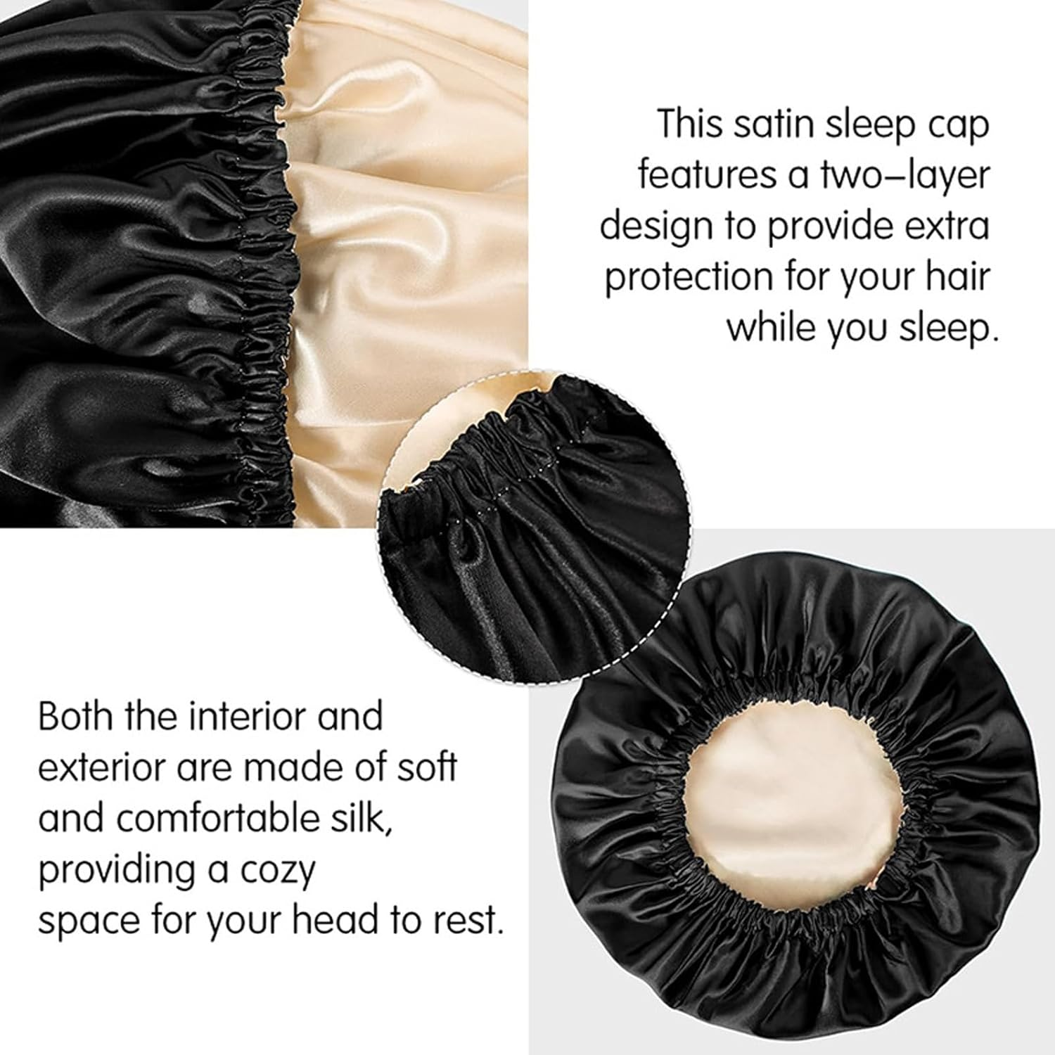 Shower Cap 1 Black Adjustable One-Size Cap with Waterproof Design. This Adjustable Shower Cap Fits Long Hair, Braids, Curly Hair&mdash;Suitable for Women, Men. Reusable, Practical for Daily Showers.