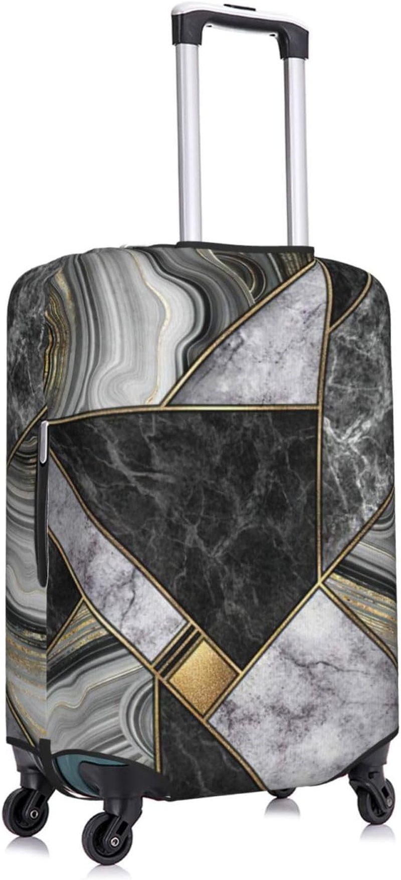 JEJEA Black Marble Texture Gold Print Suitcase Cover Protector Travel Luggage Cover Suitcase Washable Baggage Covers Anti-Scratch, Black, S image number 1