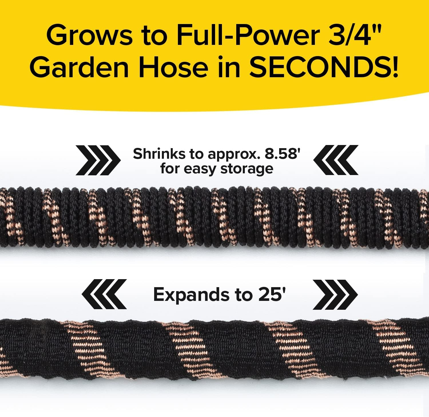 Pocket Hose Bullet Expanding Garden Hose W/Copper, AS-SEEN-ON-TV, Lead, Larger Connectors, 3X Stronger Fabric, 3 Layers of Latex Tubing, Kink-Free, Leak-Proof, Bonus Spray Nozzle, 25-FT, Black
