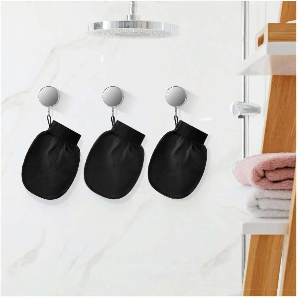 URAQT Exfoliating Gloves, Pack of 3 Exfoliating Gloves, Body Exfoliating Glove, Hamam Glove for Body and Face (Black) image number 4