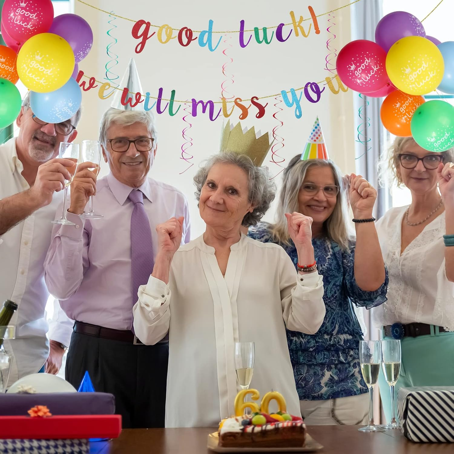 Retirement Decorations, Good Luck We Will Miss You Banner Party Balloons Farewell Banner Triangle Going Away Party Decorations for Coworker Friends Graduation Men Women (Colorful) image number 3
