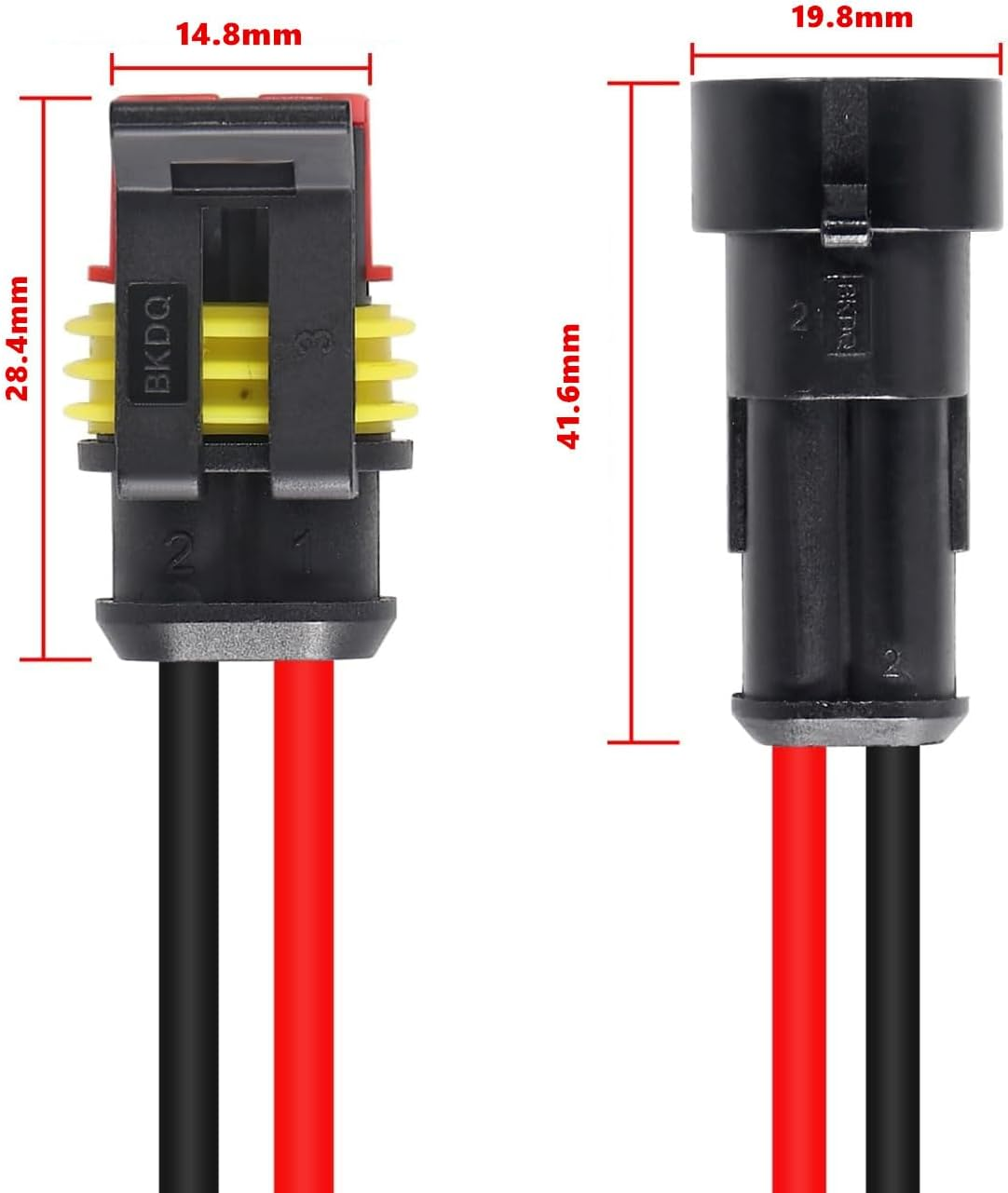 10 Pack 2 Pin Wire Connector,Male and Female Waterproof Connector, Waterproof Wire, Universal for Car Truck, Boat and Other Wire Connection image number 4