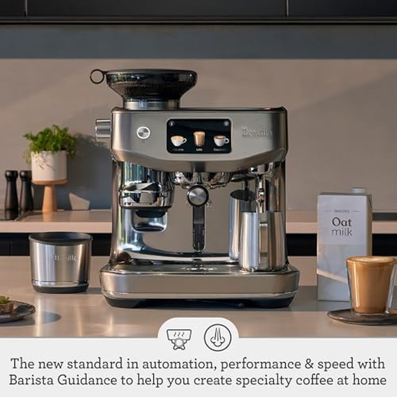 Breville the Oracle&trade; Jet Automatic Espresso Machine with Grinder & Milk Frother, Espresso Maker with Touchscreen, Cappuccino & Latte Machine for Home, BES985BTR, Black Truffle - Black Truffle image number 3