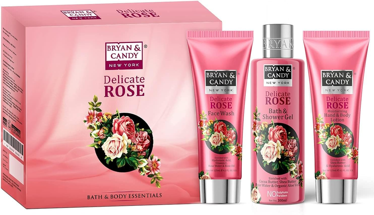 Bryan & Candy Delicate Rose Gift Set for Women (Face Wash, Bath and Shower Gel, Hand and Body Lotion), Enriched with Rose Water, Rose Oil, Aloe Vera (Pack of 3) image number 4