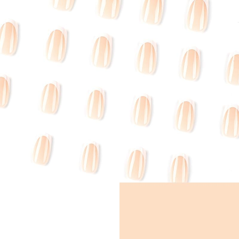 Mouyouglow Press on Nails Short, Square Nude White French Fake Nails with Nail Glue, Natural White Tip Artificial Fingernails image number 3