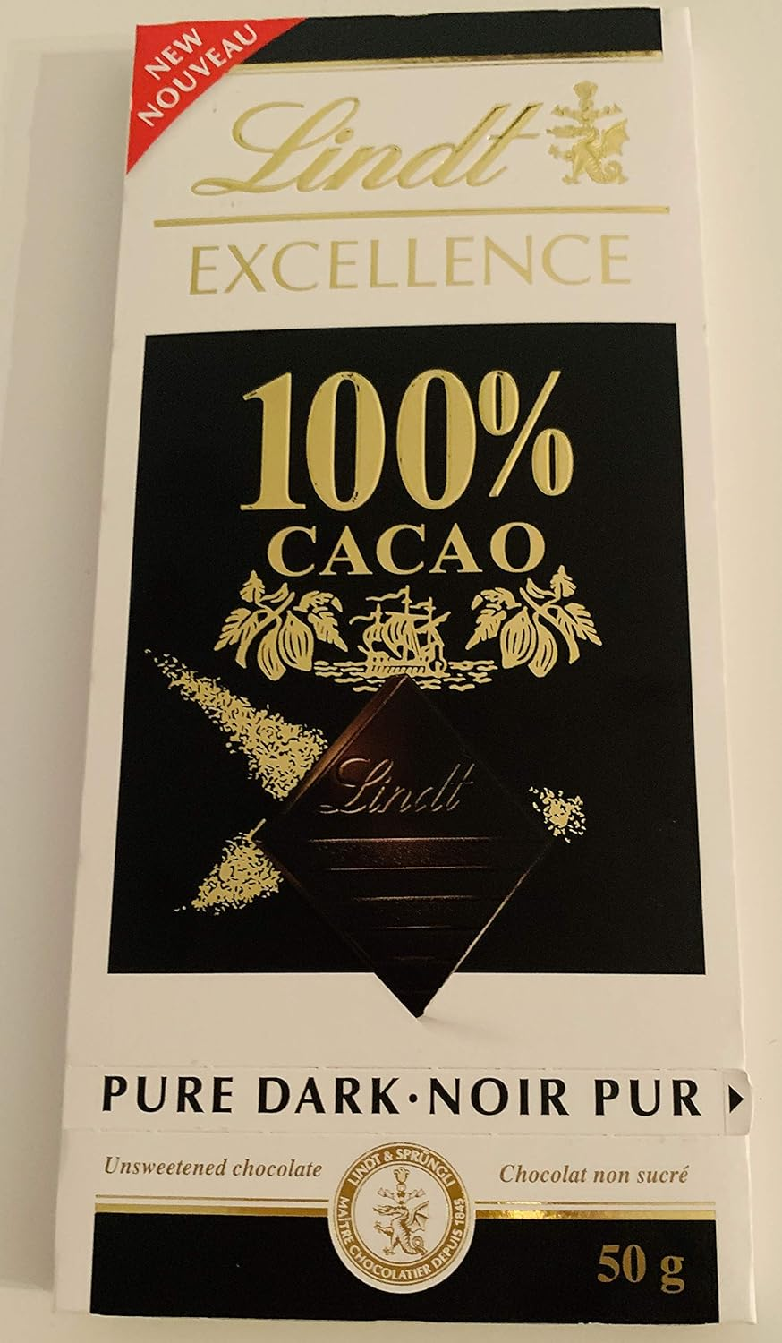 LINDT EXCELLENCE 100% CACAO PURE DARK CHOCOLATE50G