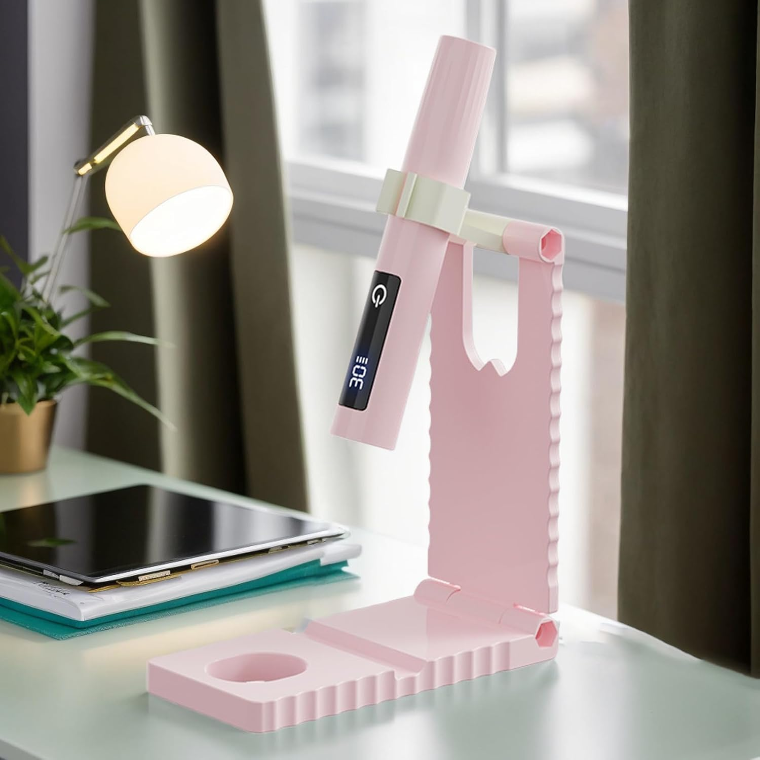 Mini UV Light for Gel Nails,Fingernail Curing Dryer USB Charging | LCD Display Nail Light with 2 Timing Modes for Camping Airplane Road Trip Desk Salon Studio Home Girls image number 3